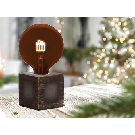 Tischlampe Würfel Grau mit Deko LED Glühbirne Geschenk, Quadrat 9cm (1/5)