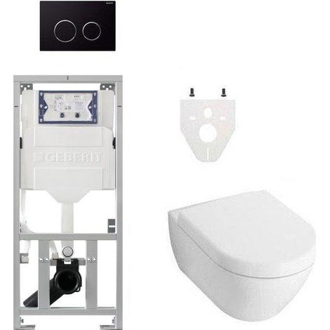 Toiletset Villeroy Boch Subway 2.0 DirectFlush - réservoir Geberit - fermeture douce - plaque de commande Sigma20 - noir (1/5)