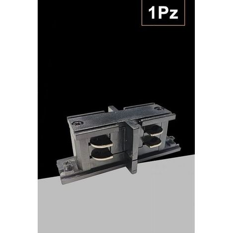 TrAdE Shop Traesio - Connettore Tipo I Dritto Giunto Per Binario Trifase Colore Bianco Nero Gf068-d - Nero (1/2)