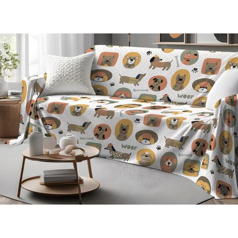 Telo Arredo Granfoulard Copritutto Salvadivano 100% Cotone Dis. Cani 25 GI, misuraSingolocoloreCani 25 (1/5)