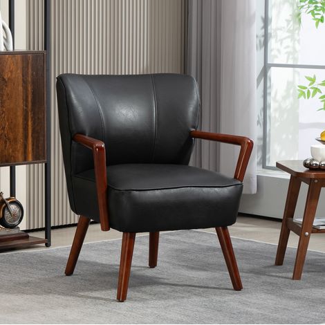 fauteuil salle a manger compact noir cuir synthetique OKMYHOME (1/4)