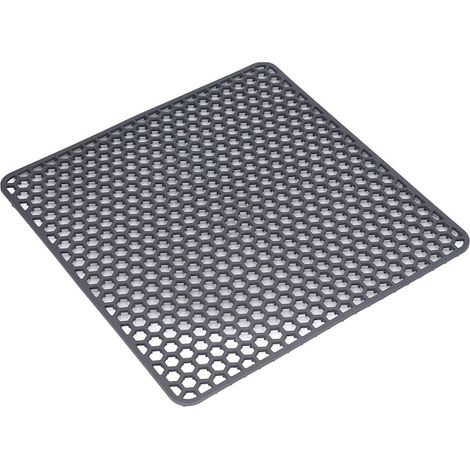 Protection d'évier en silicone, grille de protection pour fond d'évier, résistante à la chaleur, motif alvéolé, multifonctionnelle, drainage rapide sans stagnation, 34,5 x 34,5 cm, grise (pouces) (1/5)