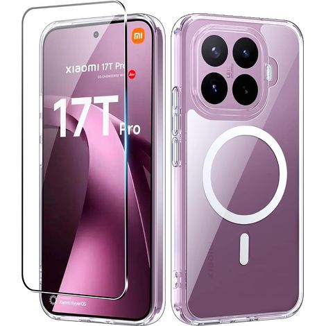 Magnétique Coque pour Xiaomi 17T Pro 5G, Compatible avec MagSafe, avec Verre Trempé Protection écran Anti-Chute Silicone Souple, antidérapante, résistante aux Rayures, Anti-Chocs (1/5)