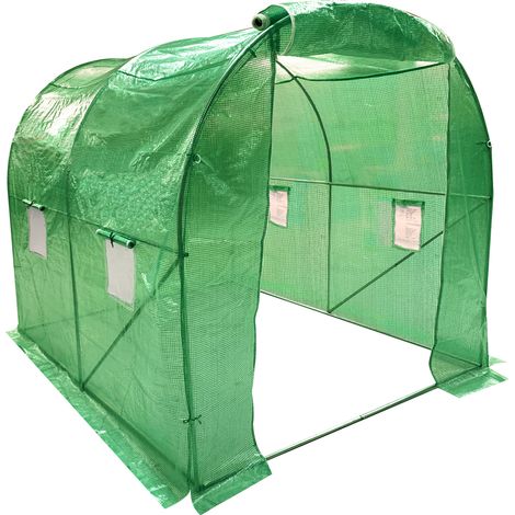 Wolf 2.5m x 2m Polytunnel Walk-In Garden Growhouse - Green