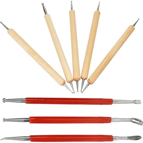 Kit de 8 outils pour la sculpture sur cuir à faire soi-même : stylo, cuillère et stylo à double embout. (1/5)