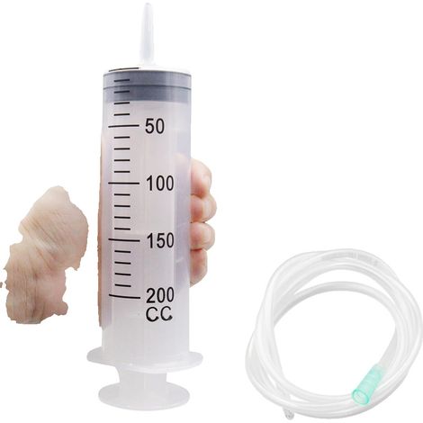 Siringa multivolume, struttura in plastica resistente, siringa con tubo flessibile da 200 ml (1/2)