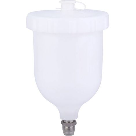 Pot de peinture en plastique - PZCC - Compatible D-evilbiss/T-EKNA Pro Pri FLG - 600 ml - Haute dureté - Blanc (1/5)