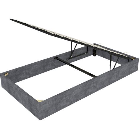 Letto contenitore 90x200 cm grigio in velluto con pistoni a gas - MODENUIT (1/5)