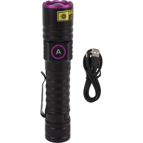 Ortviai Lampe UV 365 nm pour détecter les taches d’urine, pierres, billets et durcissement de résine – Torche LED portable avec zoom (1/5)