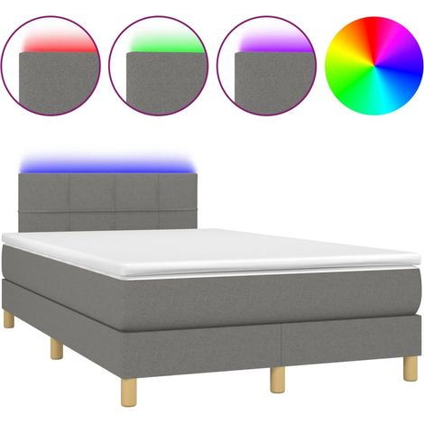 Sommier tapissier et matelas et LED Lit adulte Contemporain Gris foncé 120x200 cm Tissu 64507 (1/5)
