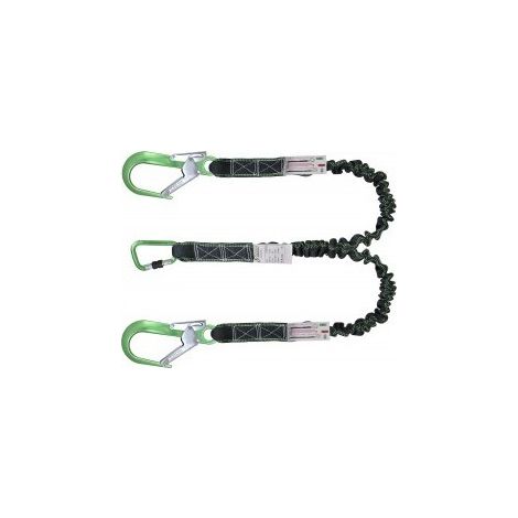 KRATOS SAFETY - Longe fourche en sangle élastique 2 m avec absorbeur d'énergie extensible