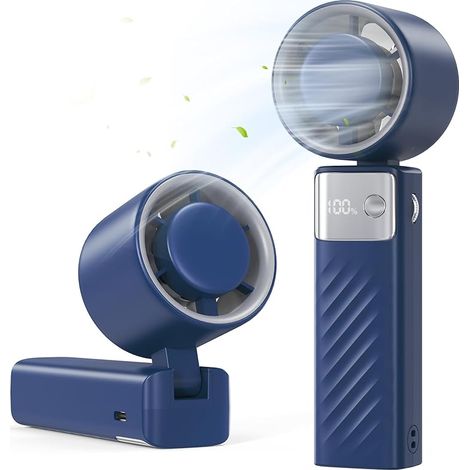Mini Ventilateur Portable - 4000mAh Ventilateur Bureau USB,1-199 Vitesses,20h Usage Sans Fil,115° Pliable,Affichage LCD,Petit Ventilateur de Poche Rechargeable,Fan pour Famille Bureau Voyage (1/5)