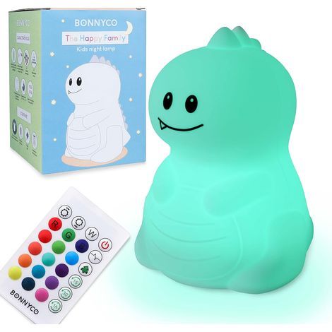 1 Veilleuse Enfant, Dinosaure Led 16 Couleurs, Minuterie, Silicone Sans Bpa, Chambre Bébé (1/5)