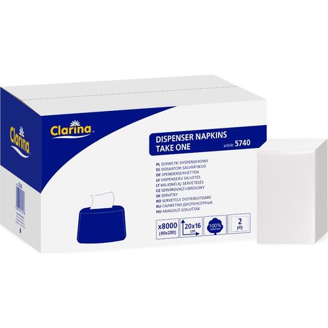 Servietten für CLARINA Take One Spender, 8000 Stück, 20 x 16 cm