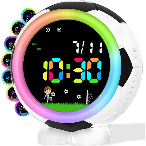 Réveil Numérique pour Enfant Garçon Et Fille, avec Multicolore, Veilleuse, Snooze, 6 Sonneries, 12/24 H, Cadeau De Rentrée des Classes pour Enfants De 4 À 15 Ans (1/5)