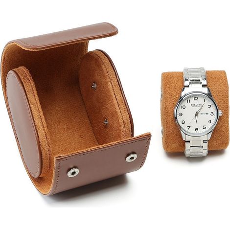 Reise-Organizer für Uhren aus PU-Leder, Uhren-Rolltasche mit zwei Fächern, tragbares staubdichtes Schutzetui, geeignet für mechanische Uhren. (1/4)