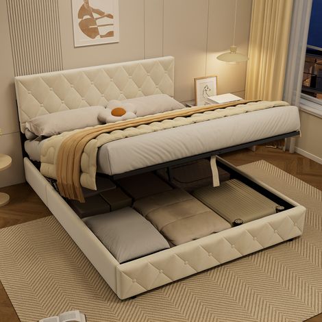 Struttura letto con testiera e costruzione stabile (1/5)