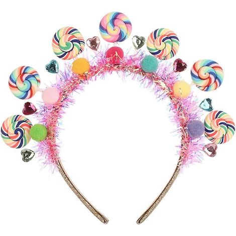 Bandeau cheveux femme forme bonbon sucette 3D antidérapant pâte polymère cuite au four accessoire fête anniversaire florale (1/5)