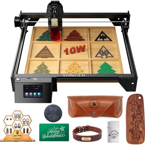 RAY5 10W Laser Graviermaschine 3,5“ Touchscreen Offline App DIY Lasergravierer für Metall/Glas/Holz, 24.000mm/min 400x400mm (1/5)