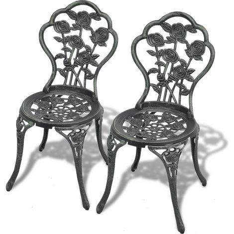Garden Chair Set of 2 Green Cast aluminium, cast iron Standard vidaXL