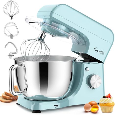 Stainless Steel Bowl 5.5 L, 10 Speeds + Pulse, Planetary Movement, Mixer with Whisk, Hook and Beater – Dishwasher Safe Accessories (1/5)