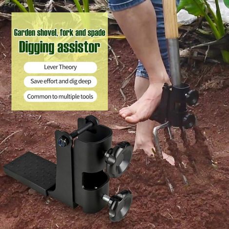 Herramienta de jardinería tipo azada con pie de apoyo para deshierbar - Herramienta vertical para deshierbar - Herramienta para deshierbar - Herramientas de jardinería para cavar - Negra (1/3)