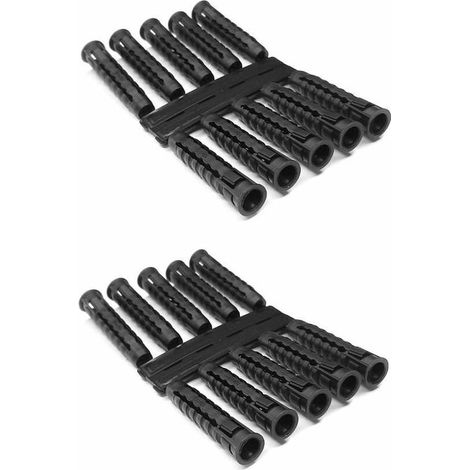 20x Cheville universelle à collerette 10 x 50mm en plastique noir pour vis diamètre 6mm à 8mm Mur Plafond Plein Creux (1/3)