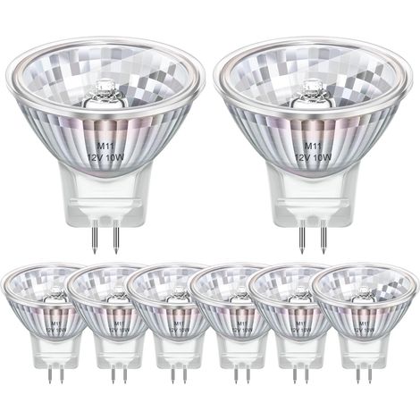 Individual GU4 MR11 halogen bulbs, 12V 10W, MR11 halogen bulbs, 2800K warm white light, dimmable, GU4 halogen bulbs.
