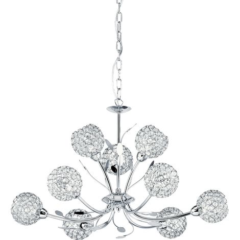 Searchlight Bellis - Suspension de plafond à 9 bras multiples Flower Design Flower Design Chrome, Glass Nine, G9 (1/3)