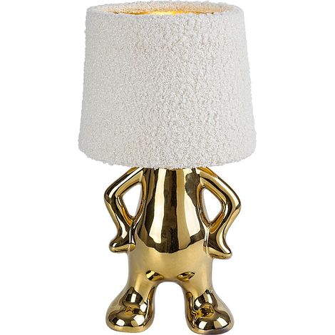 Lampe de table Smurfy céramique or, abat-jour crème E14 (1/5)