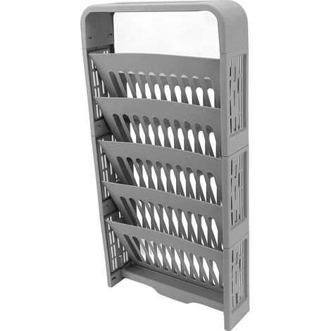 Étagère à 5 niveaux grande capacité, compacte, robuste et durable, avec rangement pour fournitures scolaires, idéale pour la salle de classe ou la maison, grise. (1/5)