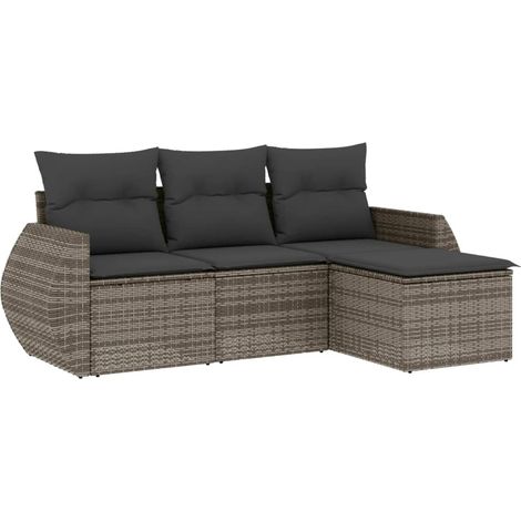 Maison Exclusive - 4-tlg. Garten-Sofagarnitur mit Kissen Grau Pol
