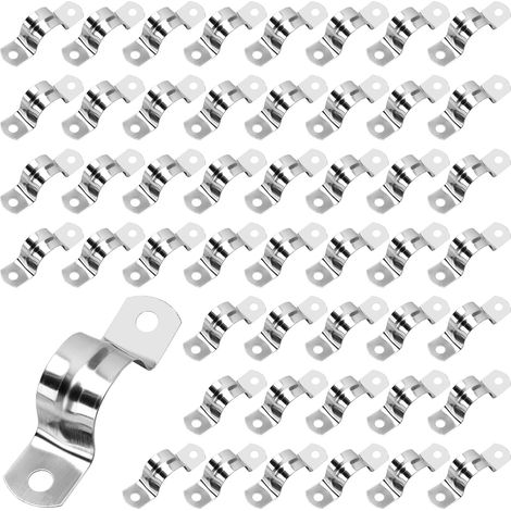 Lot de 100 colliers de serrage en U de 20 mm, clips de selle en acier inoxydable M20 pour fixation de tube de descente (1/5)