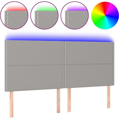 Maison Exclusive - Cabecero con luces LED tela gris claro 180x5x1 (1/5)