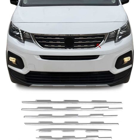 Moulure de Grille de Calandre Compatible avec Peugeot Rifter 2018-2026, Garniture Baguette de Calandre en Acier Inoxydable Argent (1/5)