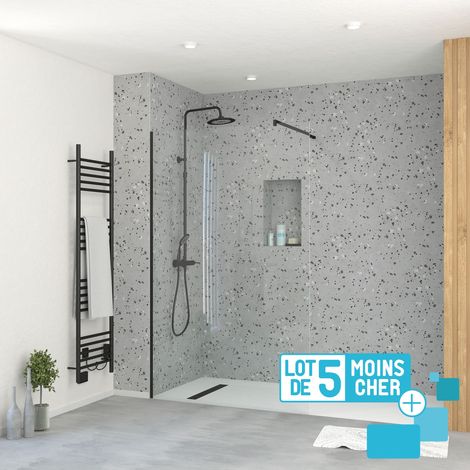 Lotto di 5 pareti doccia 120x195cm Vetro Temperato 5 mm - Profili e Barra di supporto Neri
