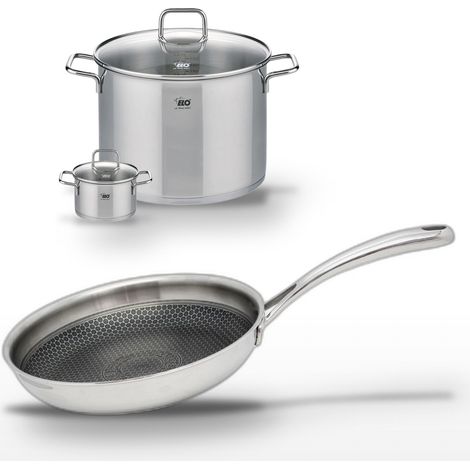 Lot Poêle 28cm & 2 Faitouts 26cm/12cm Elo Relief Evolution (1/5)