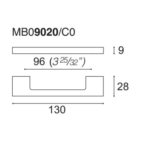 MANIGLIA 9020 C MM.96 NICHEL SATINATO (1/2)