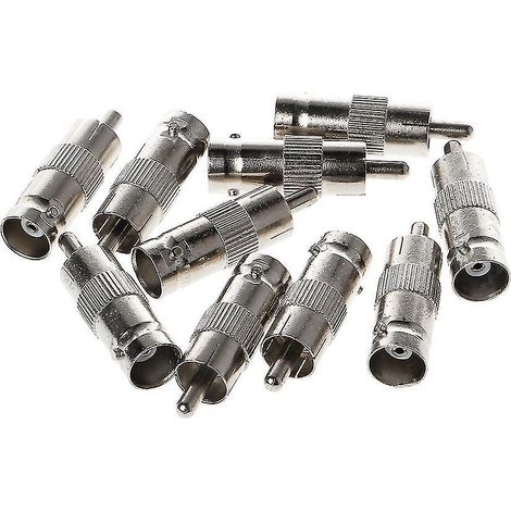 Lot de 10 adaptateurs pour câble coaxial : prise BNC femelle vers prise RCA mâle