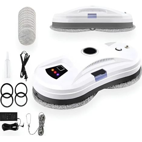 Robot lave-vitres - 5600 Pa - Pulvérisateur ultrasonique - 10 lingettes de nettoyage,blanc (1/5)