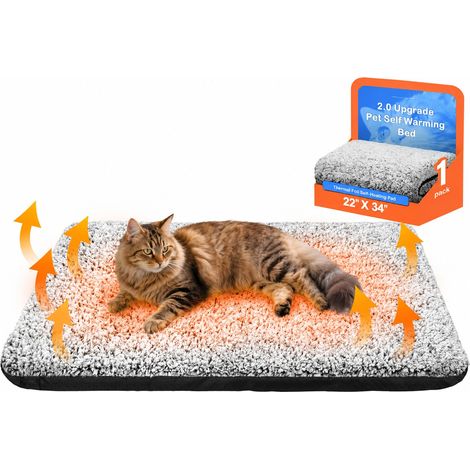 Tapis de couchage auto-chauffant pour chats d'intérieur, mesurant 22x 34 pouces ne nécessite pas d'électricité et intègre une couche réfléchissant la chaleur (1/5)