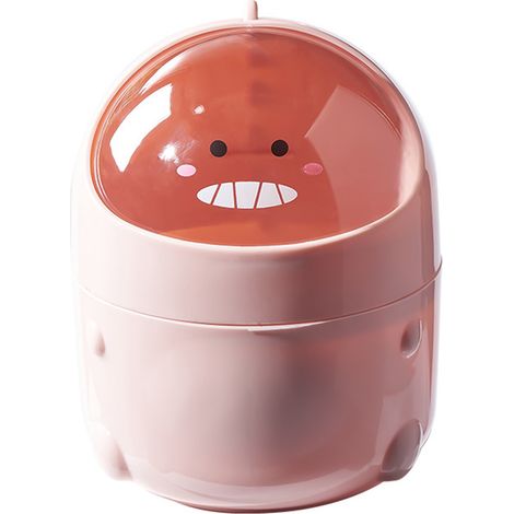 Poubelle de bureau multifonction avec couvercle rabattable, rangement compact en PP rose motif dinosaire pour maison et bureau (1/5)