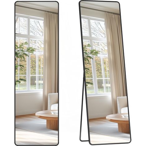 SONGMICS Specchio a Figura Intera, 150 x 40 cm, Specchio da Terra Rettangolare con Supporto, Cornice in Lega di Alluminio, Vetro Temperato, Camera da Letto Soggiorno, Nero Inchiostro LFM034B01 (1/5)