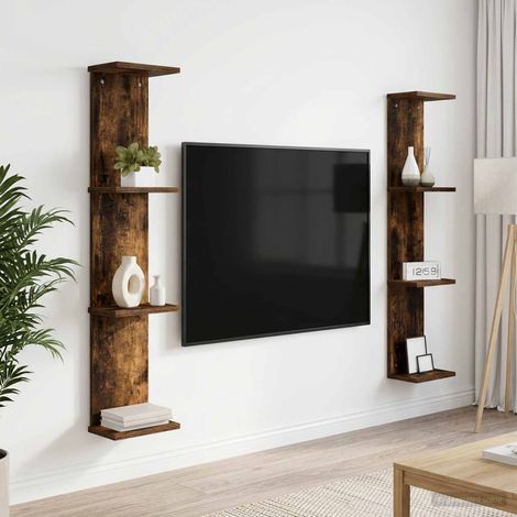 vidaXL Étagère Murale 2 pc Chêne fumé 22 x 15 x 100 cm (1/5)