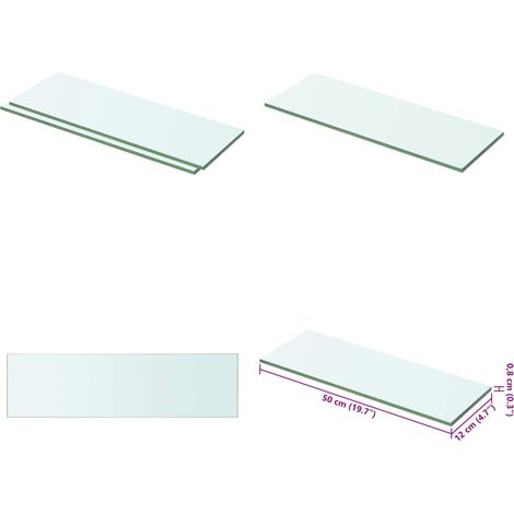 Regalböden 2 Stk. Glas Transparent 50x12 cm - Wandregal - Glasregal - Regalboden - Regalplatte - Transparent - Home & Living (1/5)