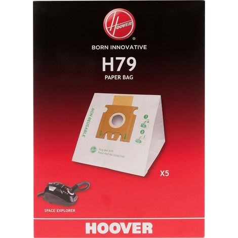 Set di 5 sacchetti di carta H79 per Hoover 35601745 aspirapolvere