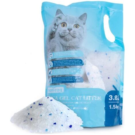 ALLIANDISLitière pour chat, cristaux de silicate, litière pour chat de haute qualité, sans poussière ni grumeaux, avec contrôle supérieur des odeurs et absorption efficace des liquides - 3,8 L/1.5Kg (1/5)