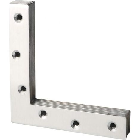 Steel Plate Fixing Bracket, Flat Bracket, L-Shaped Repair Angle Bracket with Screws, Brushed Stainless Steel, 120 mm x 120 mm, 4 Pack, YMYNY (1/4)