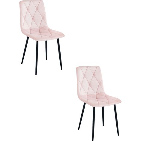 Set di 2 sedie Libra in velluto rosa chiaro con gambe nere (1/5)