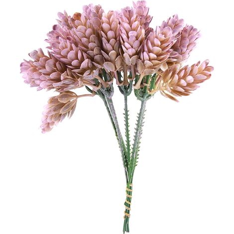 Bouquet Artificiel De Plantes Succulentes - Décoration Intérieure Et Extérieure Sans Entretien - Lot De 6 Branches Roses Et Violettes (1/5)